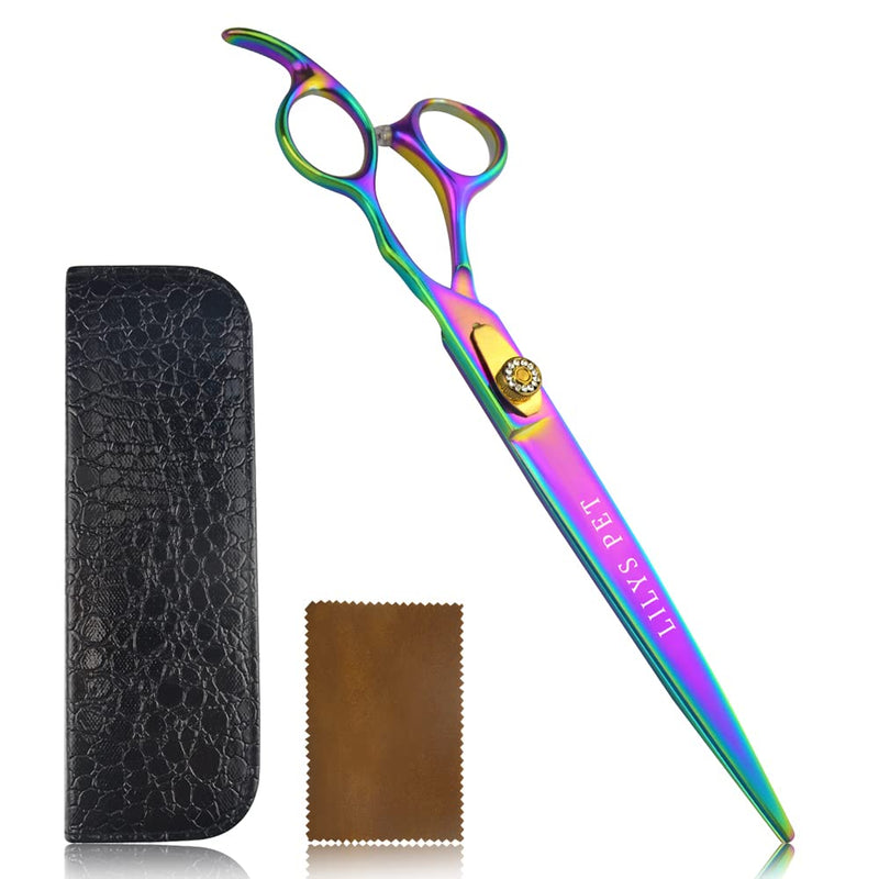 LILYS PET HIGH-END SERIES 8-Inch Japan 440C Rainbow Color Pet Grooming Straight Cutting Scissors,Dog Cat Straight Scissors,Dog Cat Grooming Scissors - PawsPlanet Australia