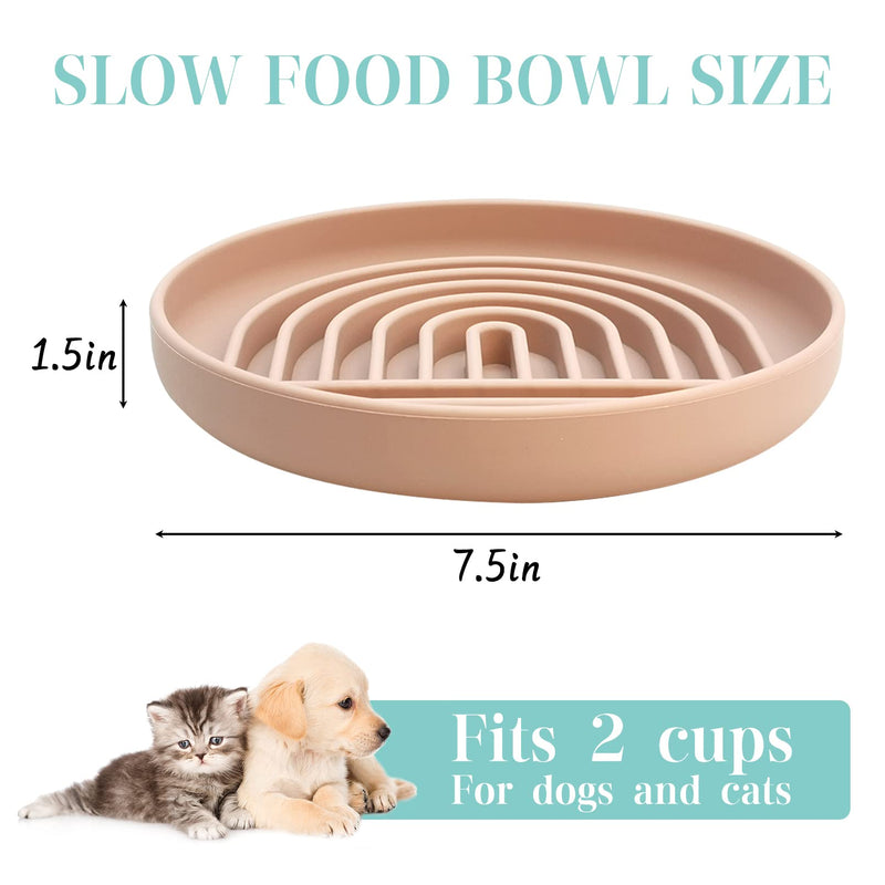 kathson Dog Slow Feeder Bowl, Silicone Dog Bowl Slow Feeder for Dry Wet Food Slow Feeding Puzzle Bowl for Dogs&Cats Anti-Gulping Stop Bloat Preventing Choking Dishwasher Safe Pink