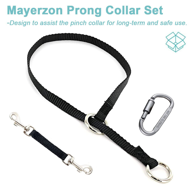 Mayerzon Backup Collar, Double Ended Clip and Carabiner for Prong Collar, Pinch Collar and Dog Harness, Safety Use for Walking and Training (L, Black) Large,21.7in, Neck 16-20in - PawsPlanet Australia