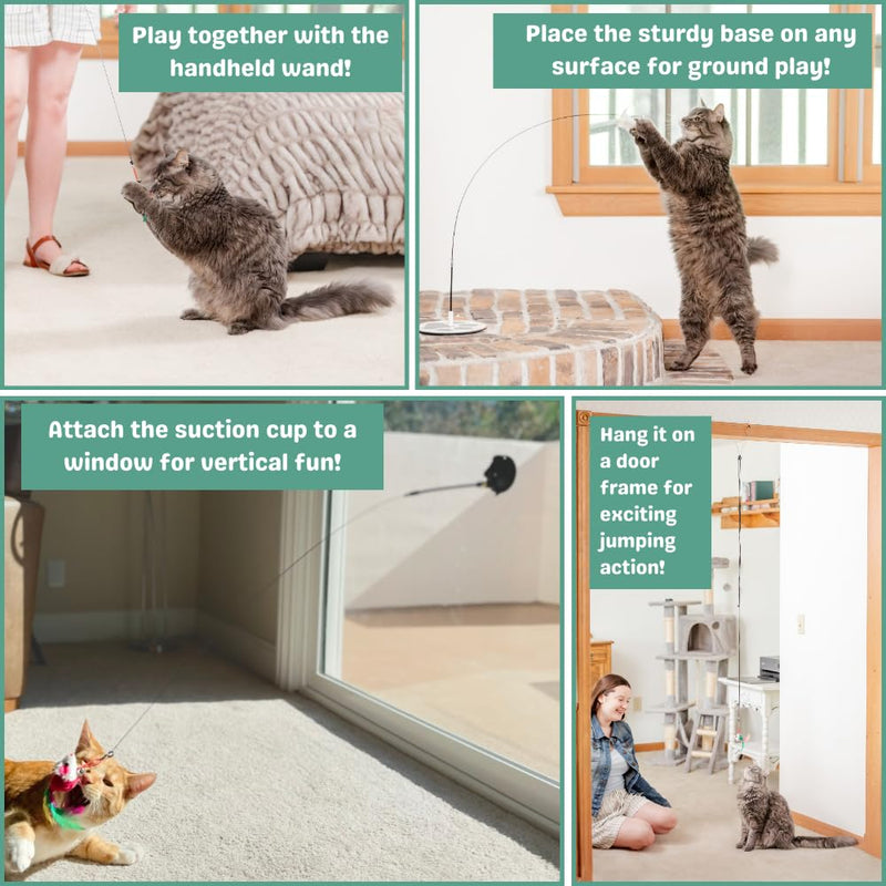 Cat Wand Toys for Indoor Cats Cat Toys for Bored Indoor Adult Cats Feather Toy Suction Cup Cat Toy Cat Bird Toy Interactive Bird Simulation Cat Floor Suction Cup Cat Toy for Indoor Cats Main Cat Toy - PawsPlanet Australia