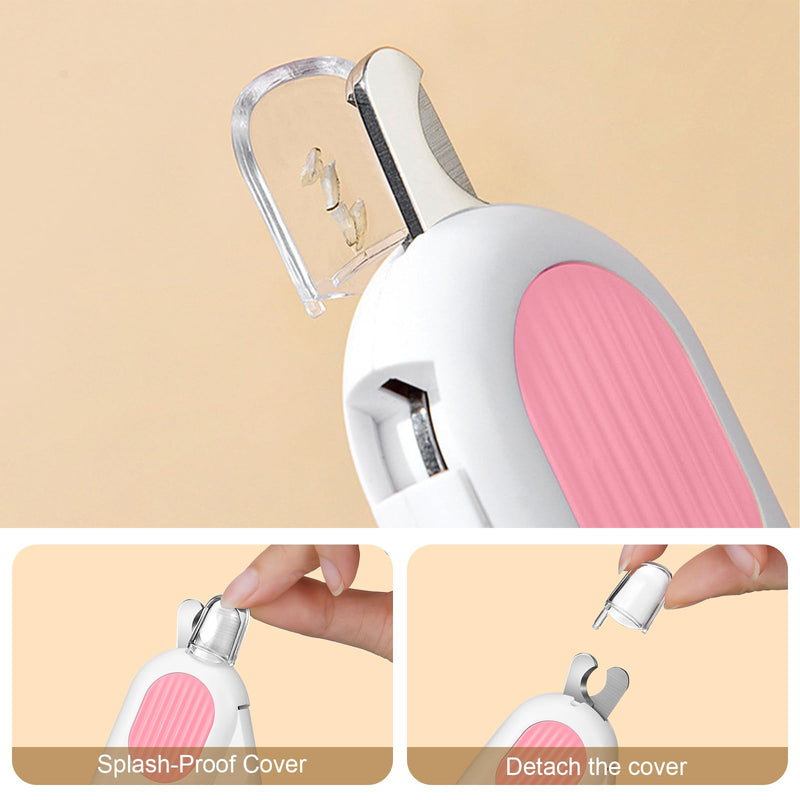 Odoland Cat Nail Clipper with LED Light and Nail File, Dog Claw Trimmer with Bright Light to Avoid Excessive Cutting - Pet Grooming Tool for Tiny Dog Cat Kitten Bunny Rabbit Pink - PawsPlanet Australia