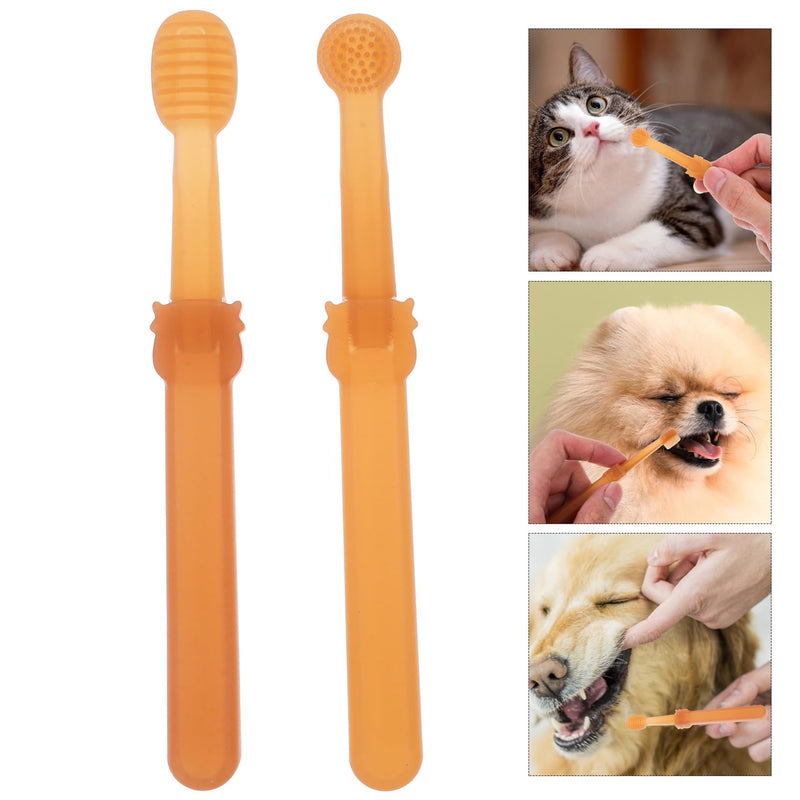 1Set Silicone Toothbrush for Cats and Dogs Double-Headed Pet Toothbrush Kit Soft Material for Gentle Cleaning for Small Dogs and Puppies Promotes Oral Health