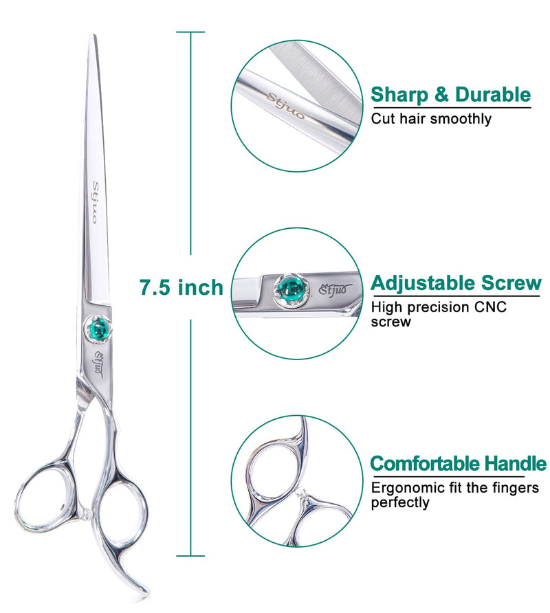 Dog Grooming Straight Scissors 7.5 inch Professional Pet Shears Made Of Japanese Advanced Stainless Steel Professional Grooming Scissors for Dogs Cats and Other Pets - PawsPlanet Australia