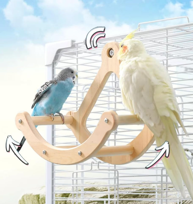 Bird Perch Toy, Interactive Rocking Parakeet Toys and Perches, Wooden Exercise Cockatiel Toys, Intelligence Birds Enrichment Toy for Parrot, Bird Cage Accessories Perch for Budgies Conure - PawsPlanet Australia