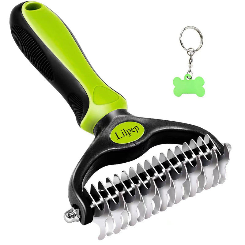 2 PCS Dog Bath Brush Dog Grooming Brush+Lilpep Pet Grooming Tool, Double-Sided Professional Grade Undercoat rake - PawsPlanet Australia