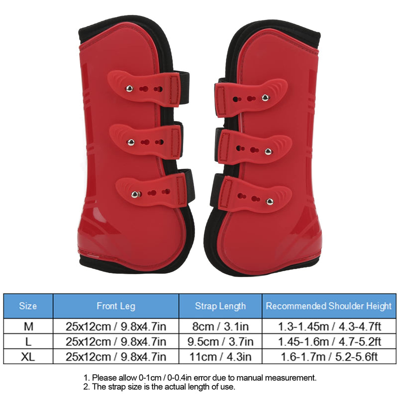 Zerodis Horse Front Tendon Boots, 1 Pair Red PU Neoprene Horse Leg Protective Boots Adjustable Horse Splint Boots Leg and Support for Training Racing Riding Jumping