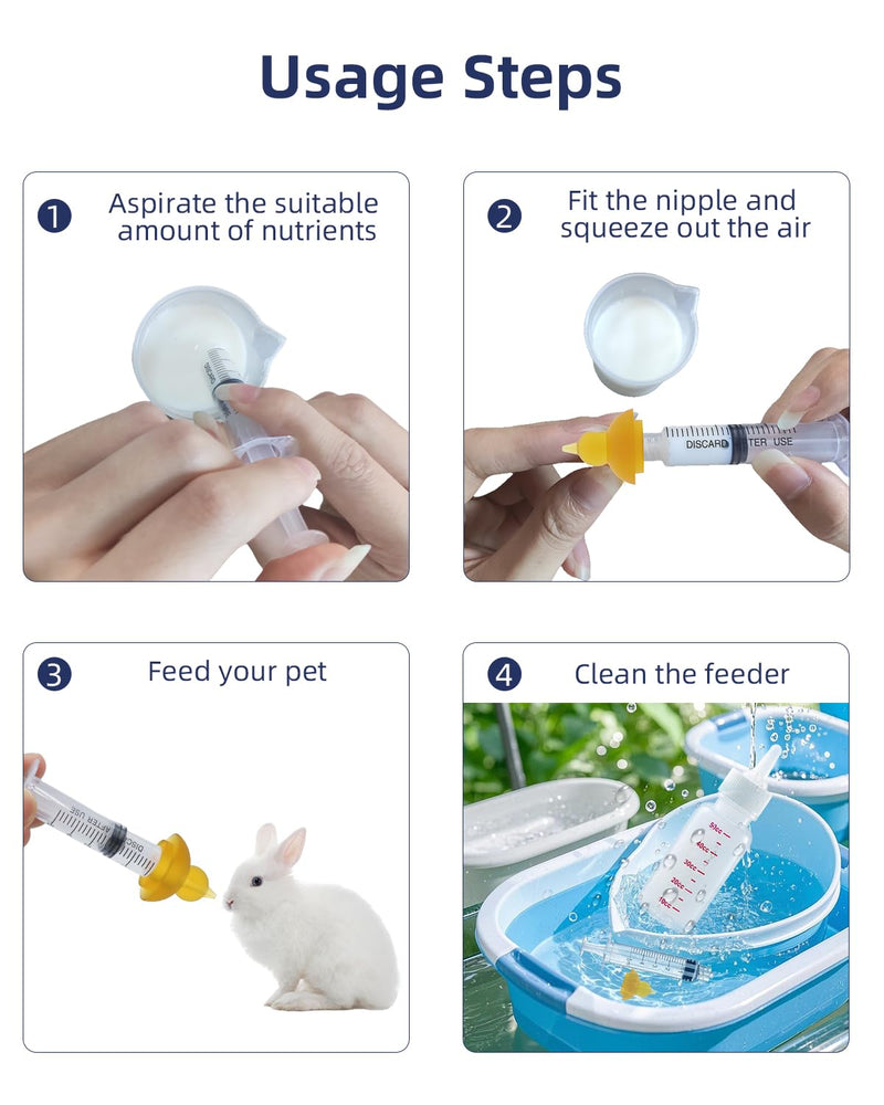 Pet Nursing Bottle, Pet Feeding Nipple, Nursing Bottle Kits for Feed Puppy & Kitten Milk, with 1 * Pet Feeding Bottle, 4 * Pet Feeding Nipple, Fit for Kittens, Puppies, Rabbits, Squirrels - PawsPlanet Australia