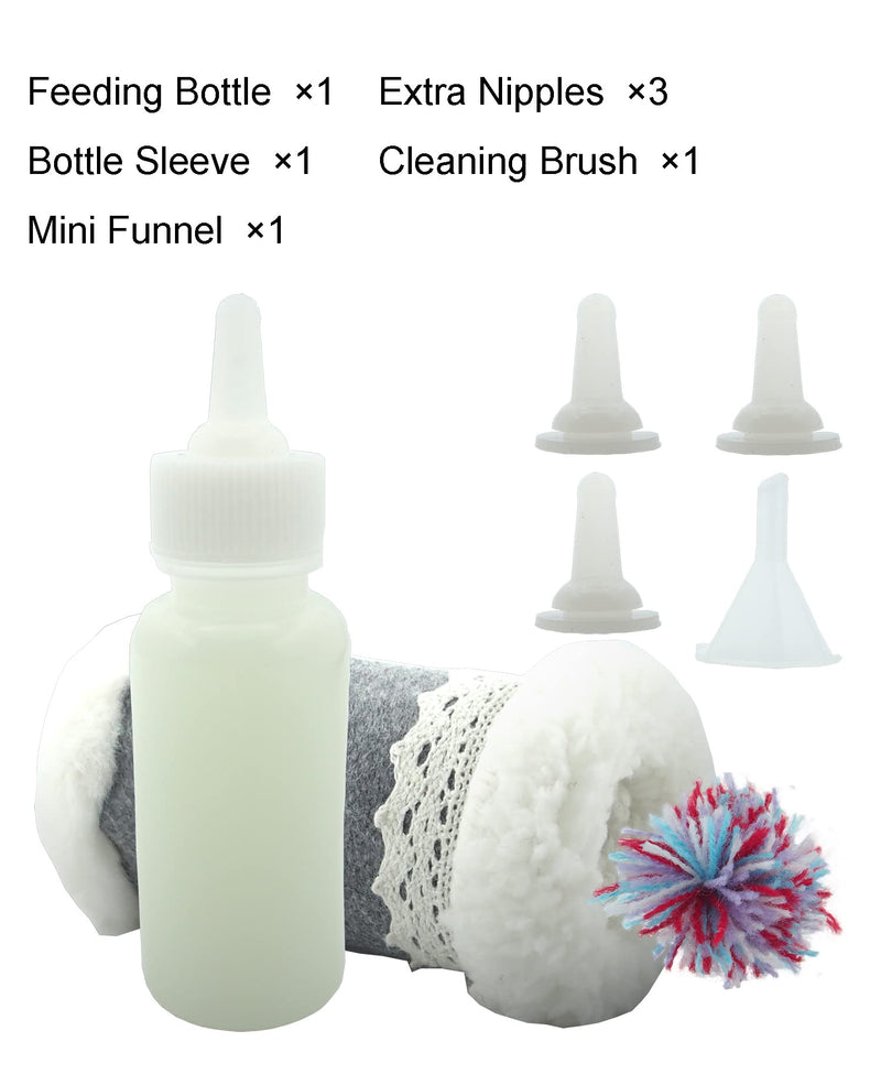 Pet Nursing Bottle Set 2 oz Pet Feeding Bottle Insulator Sleeve Replacement Nipples with Holes Brush Funnel for Newborn Baby Kittens Puppies and Small Animals - PawsPlanet Australia