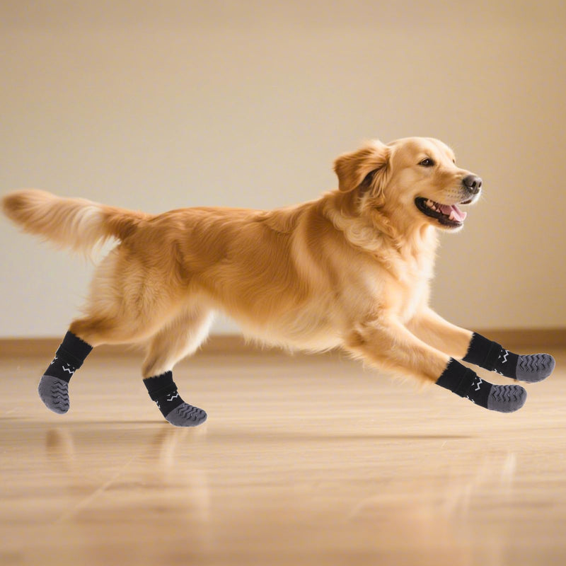Dog Socks Shoes for Hot Pavement to Prevent Licking Paws, Summer Anti Slip Pet Booties with Grip Traction Control for Hardwood Floors, Grippy Boots & Paw Protectors for Small Medium Large Senior Dogs Black Large (Paw Width: 3") - PawsPlanet Australia