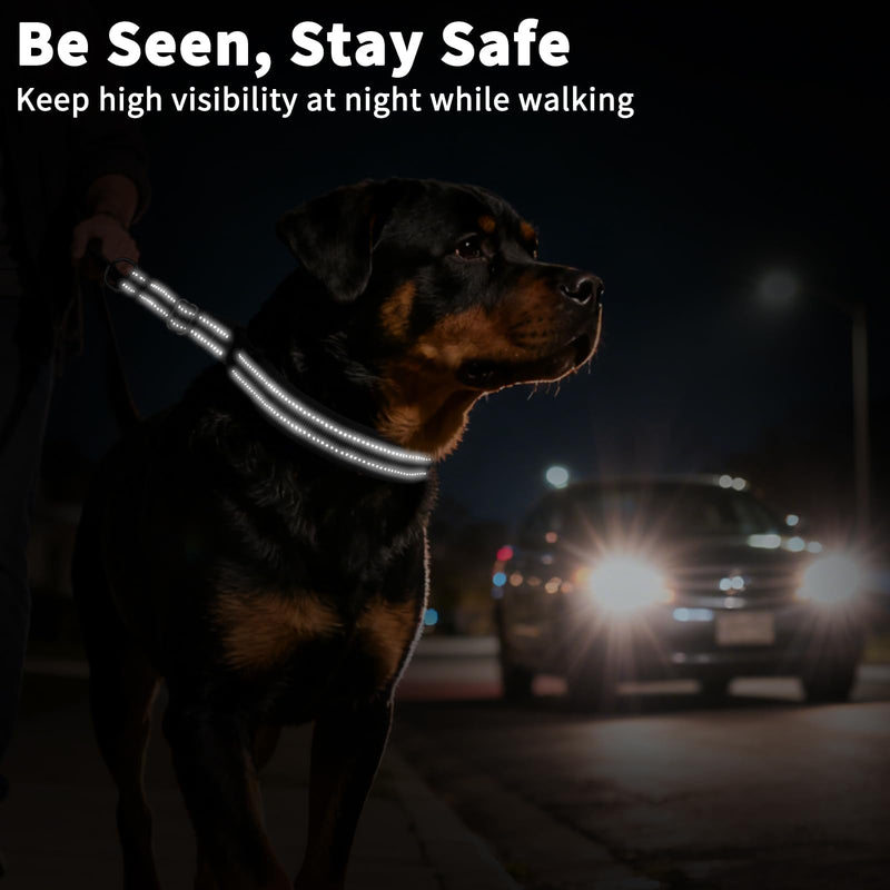 Mayerzon Martingale No Pull Collar for Medium Large Dogs German Shepherd Doberman Pitbull, Patented Anti Pull Correction Dog Collar for Walking Training, Reflective, Adjustable, Hidden(M/L, Black) Medium/Large,2.5mm,17.75-21"Neck - PawsPlanet Australia