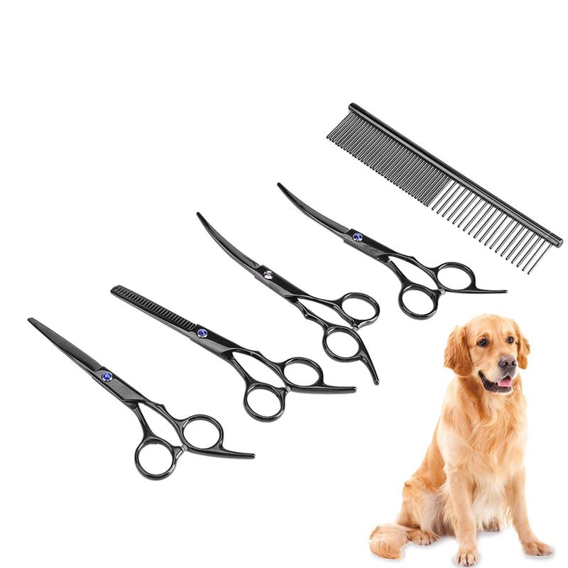 High End Grooming Scissors Chunkers 7Pcs Pet Grooming Scissors Kit Dog Cat Hairdressing Shears Set Cutting Thinning Haircut Tools - PawsPlanet Australia