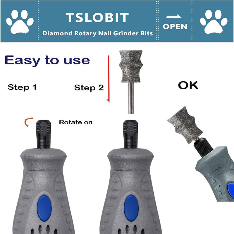 Diamond Dog Nail Grinder Attachment,1/8'' Pet Nail Grinder Wheel for Dremel Dog Nail Grinder, Diamond Rotory Bit for Dogs&Pets Nail Care,2-Pack（Large D+D） Classic D&D 80# 2P - PawsPlanet Australia