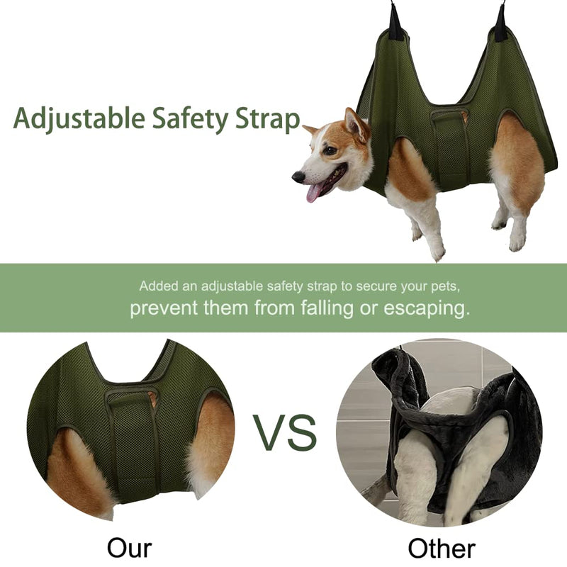 Mklhgty Dog Grooming Hammock for Trimming Nails and Ear/Eye Care, Sling for Grooming with Nail Clipperse Medium Green