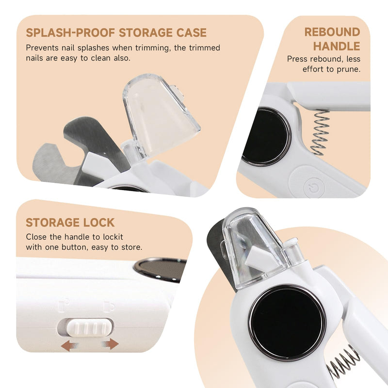 2-in-1 Dog Cat Nail Grinder & Clipper with LED Light, Pet Nail Clippers for Large Medium Puppy Dogs Ultra Quiet, Dog Cat Nail Trimmers with Splash Guard, Electric Dog Cat Claw Care File (White) - PawsPlanet Australia