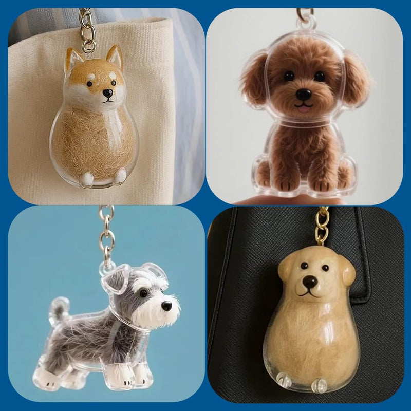 Memorial Bottle Keychain for Dog Hair, Transparent Pet Hair Keepsake Storage Bottle with Chain and Hair Pickup, Dog Memorial Urn for Owner (Golden Retriever) - PawsPlanet Australia