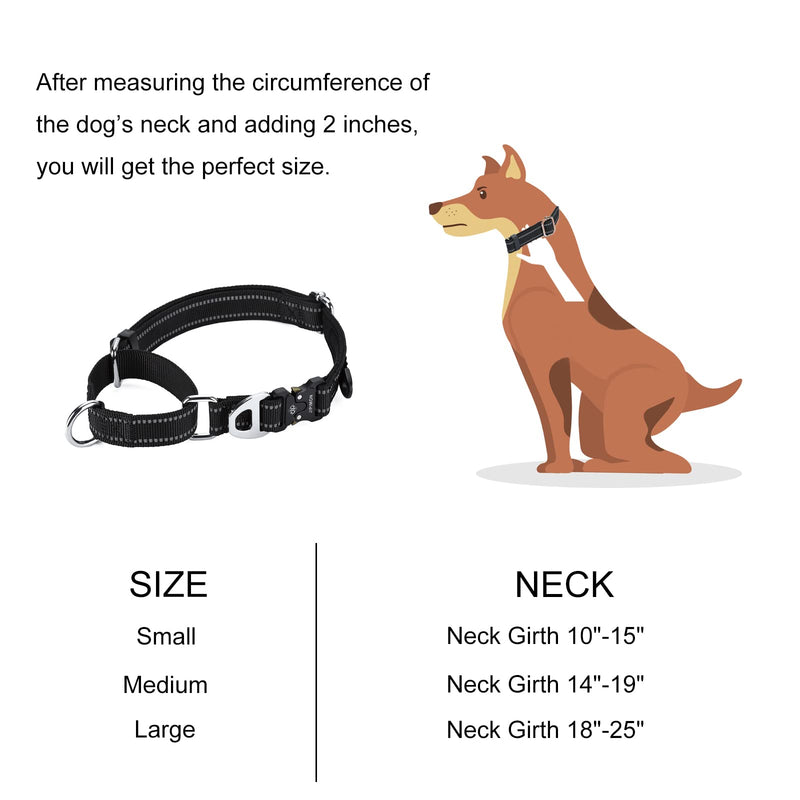 JIPIMON Martingale Dog Collar Reflective Nylon Soft Cushion Alloy Buckle Training Pet Collar Small Medium and Large Dogs Dark blue - PawsPlanet Australia