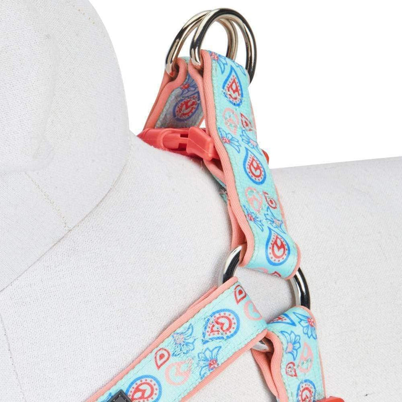 Blueberry Pet 5 Colors Soft & Comfy Step-in Paisley Flower Print Dog Harness, Chest Girth 16.5" - 21.5", Pastel Blue, Small, Adjustable Harnesses for Dogs Small (16.5" - 21.5") Chest Girth - PawsPlanet Australia