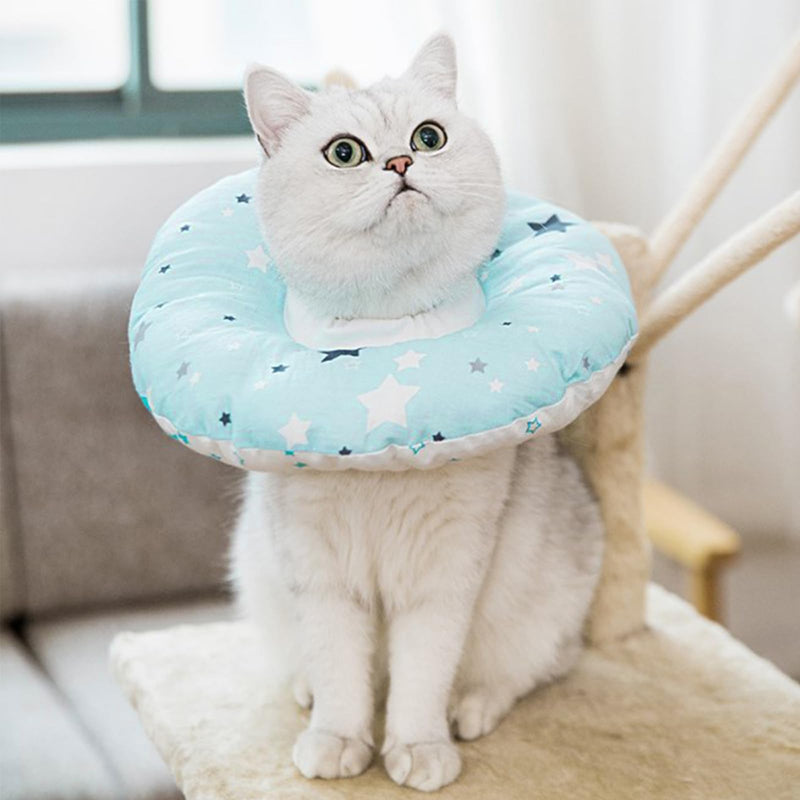 Pet Protective Collar, Soft Cat Protective Collar, Adjustable Cat Collar, Colorful, for Pets, Cats, Dogs, Puppies, Kittens After Surgery and Injuries (Blue)