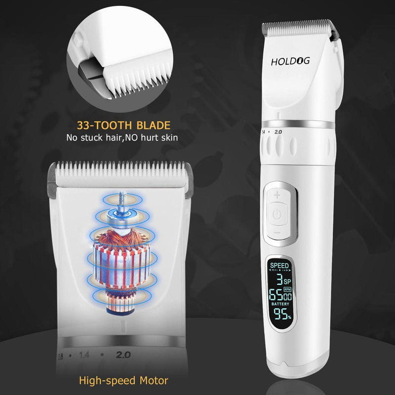 Dog Clippers Professional Heavy Duty Dog Grooming Clipper 3-Speed Low Noise High Power Rechargeable Cordless Pet Grooming Tools for Small & Large Dogs Cats Pets with Thick & Heavy Coats - PawsPlanet Australia
