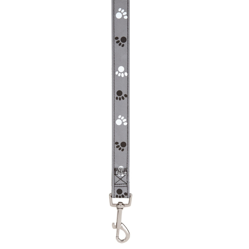 Casual Canine Reflective Pawprint Dog Leash, 4-Feet x 5/8-Inch Lead, Black - PawsPlanet Australia