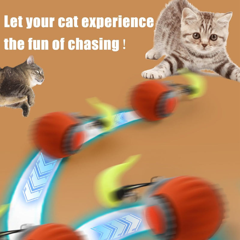 Speedy Tail 2.0, Speedy Tail 2.0 Cat Toy, Interactive Cat Toy for Indoor Cats, Automatic Moving Cat Toy Ball, USB Rechargeable Smart Cat Toys Ball with Tail, Two Speed Adjustment (Blue + Orange) - PawsPlanet Australia