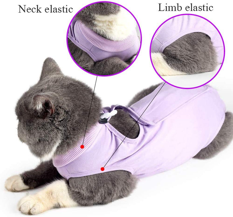 Cat Professional Recovery Suit for Abdominal Wounds and Skin Diseases, E-Collar Alternative for Cats and Dogs, After Surgey Wear Anti Licking, Recommended by Vets（Purple,M Medium (Pack of 1) Purple