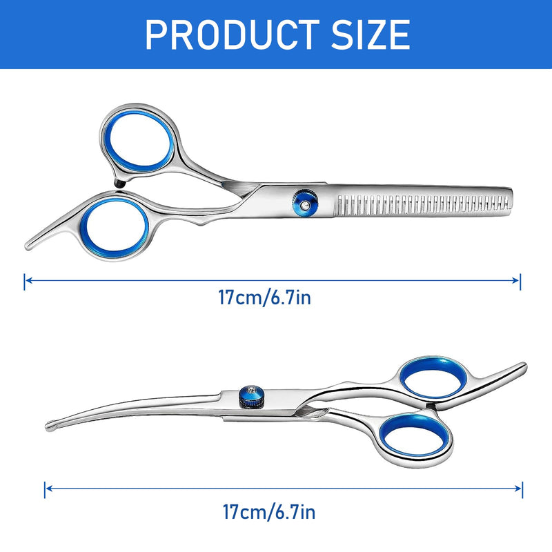 2 Pieces Dog Grooming Kit, Thinning Scissors Dog Grooming, Curved Dog Grooming Scissors, Dog Groomings Scissorss, Safety Scissor with Round Tip, 7 inch Stainless Steel Dog Scissor for Dogs Cats - PawsPlanet Australia