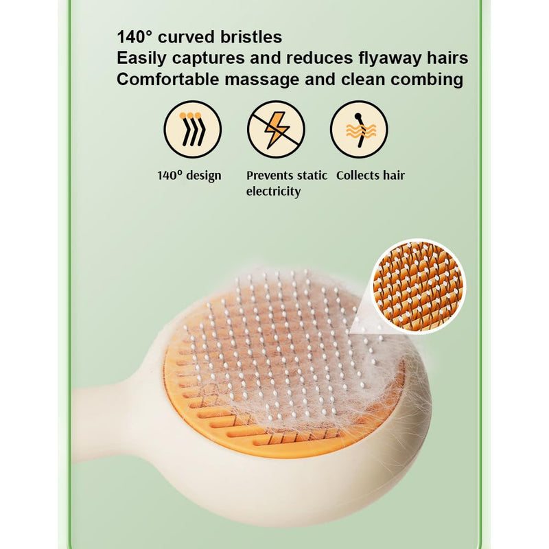 Pet Grooming Brush for Cats & Dogs –Cat Brushes for Indoor Cats,Grooming Brushes With Massage Function for Short & Long Hair, Removes Loose Fur & Undercoat – Self-Cleaning Slicker Brush- Green - PawsPlanet Australia
