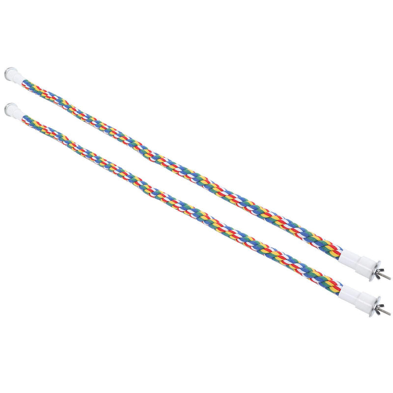 2PCS 60cm/23.6in Bird Rope Perch, 1.8cm Soft Cotton Parakeet Perches, Colorful Bird Cage Accessories with Fixing Screws for Birds to Chew and Stand On - PawsPlanet Australia