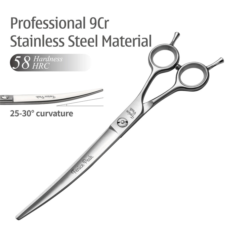 Fenice Peak 3pcs Dog Grooming Scissors Set Straight Thinning Curved Shears Stainless Steel Shears for Pet Grooming Sharp and Durable with Case Suitable for home users and Professional Groomer 6.5‘’thin+7.0‘’cut+7.0‘’curved - PawsPlanet Australia