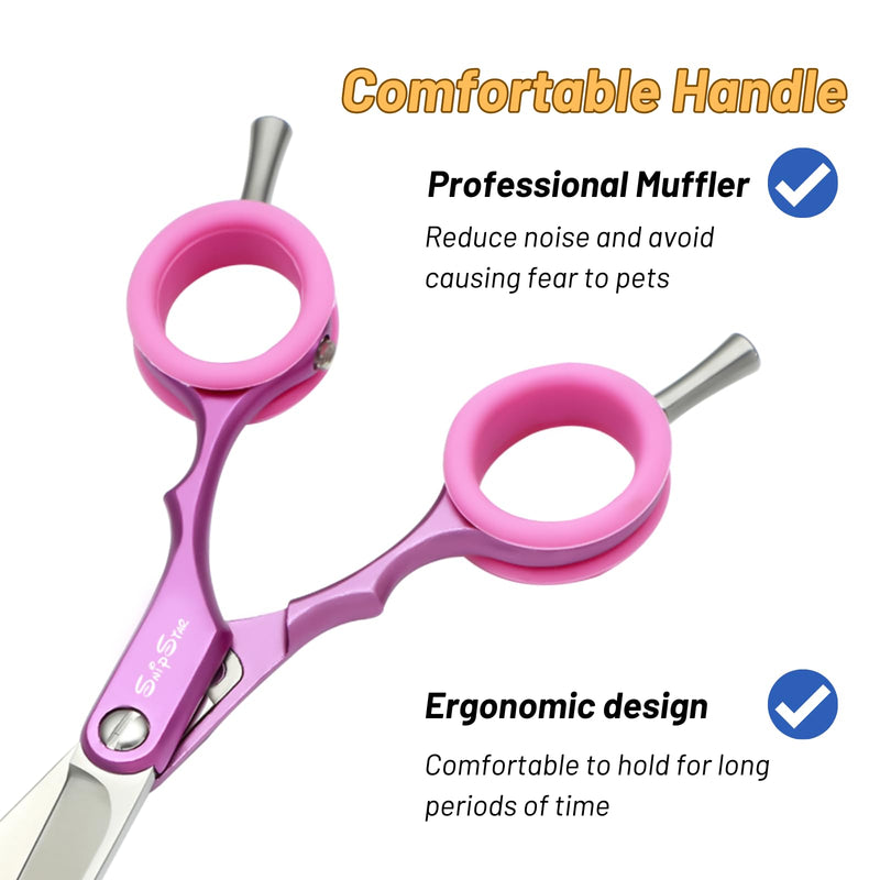 6.75in 30° Curved Dog Grooming Scissors Professional, Japanese VG10 Stainless Steel Sharp Scissors for Dog Grooming, Lightweight Ergonomic Trimming Shears for Face and Paws Cut, Cat Pet Groomer, Red 6.75 inch - PawsPlanet Australia