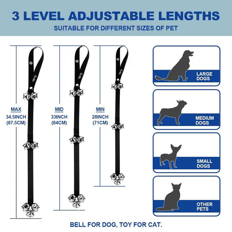 4 pcs set Dog Doorbell for Potty Training. Perfect Choice for Communication with Your Puppy/Dog/Pets. 3-level Adjustable Length with Premium Quality. (Black+Black) Black+Black - PawsPlanet Australia