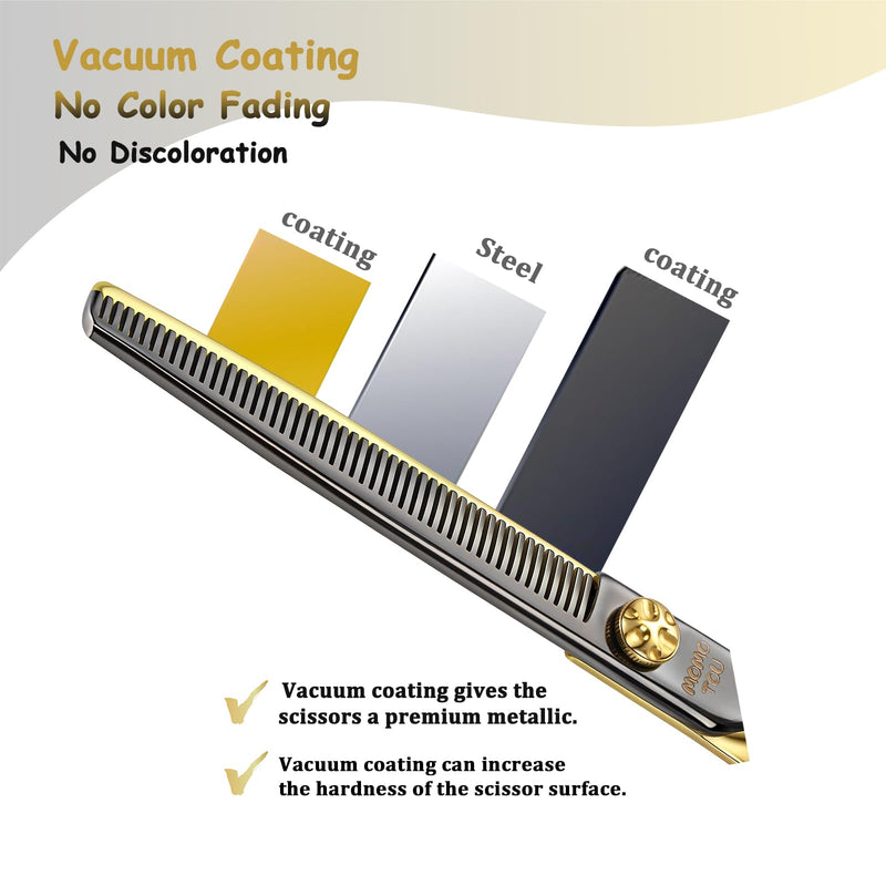 7'' Thinning Dog Grooming Scissors with Decorative Screw Sharp and Durable Black and Gold 440C Stainless Steel Dog Thinner Shears Easy Use for Groomers and Beginners - PawsPlanet Australia