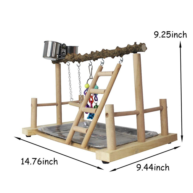kathson Bird Playground,Parrots Play Gym,Parakeet Play Stand with Prickly Ash Wood Perch,Cockatiel Playstand with Feeder Cups and Exercise Toys,Birds Perch Stand for Budgie Conures Cockatoos Lovebirds Parrots Playground Style-2 - PawsPlanet Australia