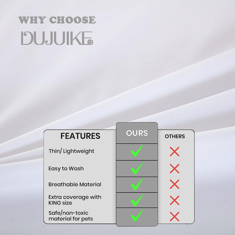 DUJUIKE Waterproof Bed Cover for Dog and Cats,Pet Hair Resistant Bed Sheet Cover, Protective Bed Liner Cover with 100% Waterproof Breathable Thin Fabric (Cal King/King 98 * 90 inch, White) Cal King/King 98*90 inch - PawsPlanet Australia