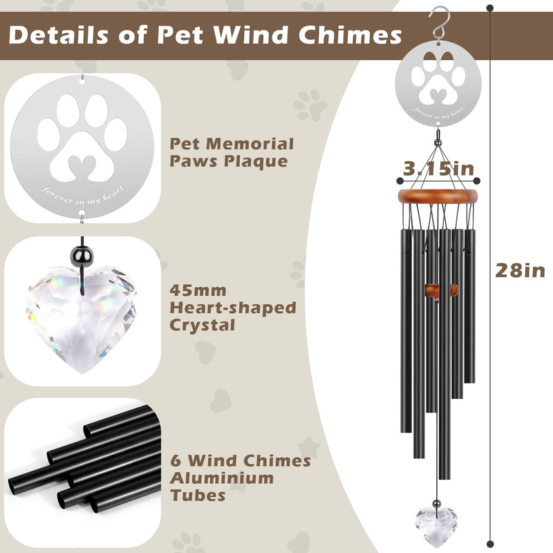 Dog Memorial Gifts for Loss of Dog, Pet Memorial Suncatcher Wind Chime, Loss of Pet Sympathy Gift, Pet Memorial Gifts, Pet Remembrance Gift in Memory of Dog Cat, Bereavement Gifts（28 inch - PawsPlanet Australia