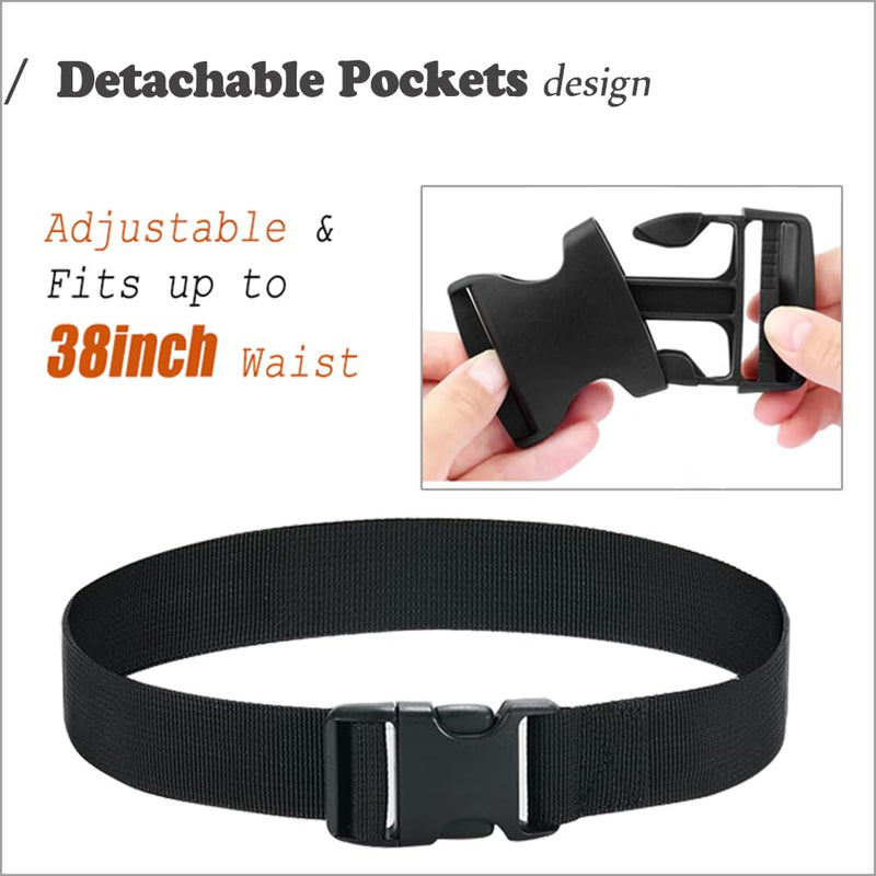 Detachable Dog Trainer Treat Pouch, Large Pet Training Waist Apron with Zipper Bag, Adjustable Dog Treat Training Pocket with Belt, Hands Free & Easy to Use, (1 Small Pocket + 1 Apron)
