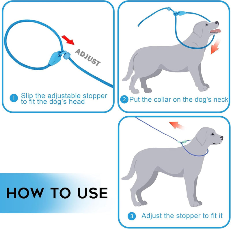2 Pack Slip Leads for Dogs 6FT Slip Leash for Dogs Dog Lead Strong Nylon Dog Training Leash No Pull Rope Dog Leash Dog Leashes for Small Medium Dogs(Blue+Blue) 6 FT BU+BU - PawsPlanet Australia