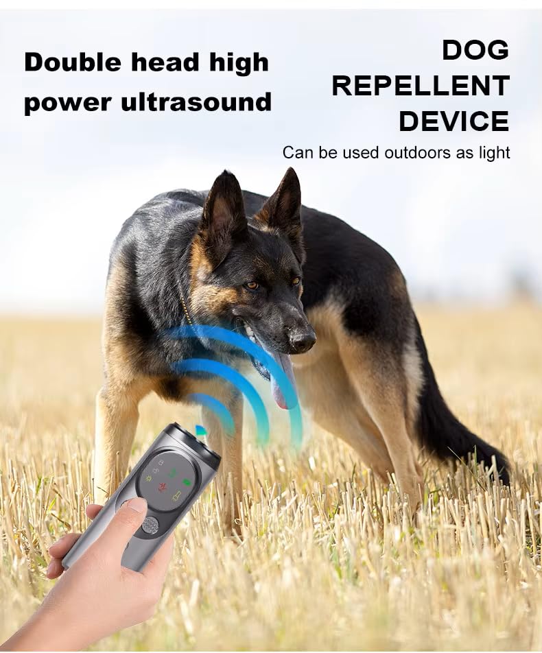 Ultrasonic Dog Training Device, Professional Bark Control Repellent, 15-30 KHz, USB-C Fast Charging, 2 Hour Battery Life (Silver) Silver - PawsPlanet Australia