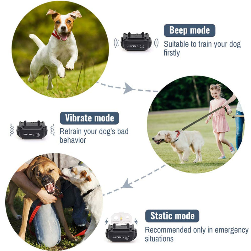 Petrainer PET998DB1 330 Yards Rechargeable and Waterproof Dog Training Collar with Safe Beep, Vibration and Shock Electronic Electric Collar