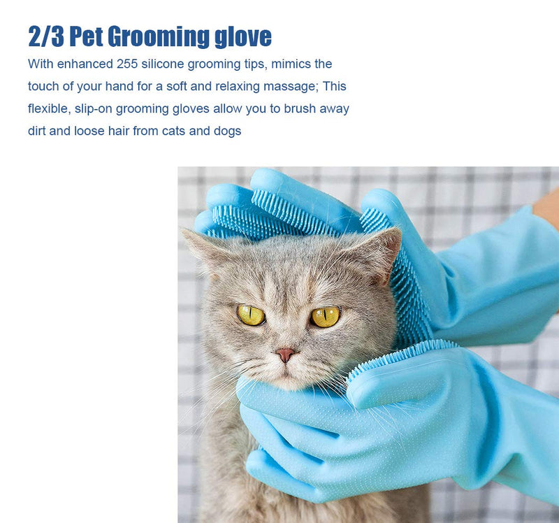 Pet Washing Bathing Grooming Gloves Dog Cat Hair Remover Brush Hair Removal Gloves Pet Nail Clippers, 3 in 1 Pet Washing Bathing Grooming Kit - PawsPlanet Australia
