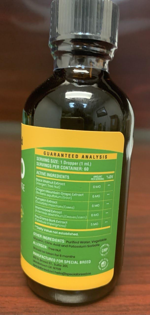 Spefically Formulated for Dogs, Natural Broad Spectrum Supplement, Herbal Cleanse, Digestive Support for All Breeds, Gut Health, Made in The USA, 2oz (2 Pack) 2oz (2 pack)