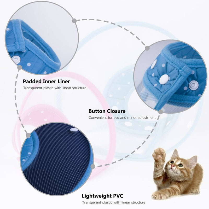 Cat Cone Collar, to Stop Licking, Recovery Elizabethan After Surgery, Clear Soft Neck E-Collar, Not Block Vision, for Kitten Puppy Dog Pet in Surgery Remedy - M in Blue 6"-9" - PawsPlanet Australia