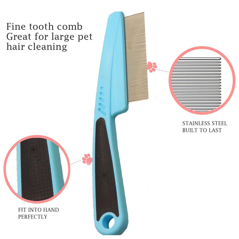 2 Pcs Pet Grooming Combs - Flea and Lice Remover for Dogs, Cats, and Small Pets (Blue and Green) - PawsPlanet Australia