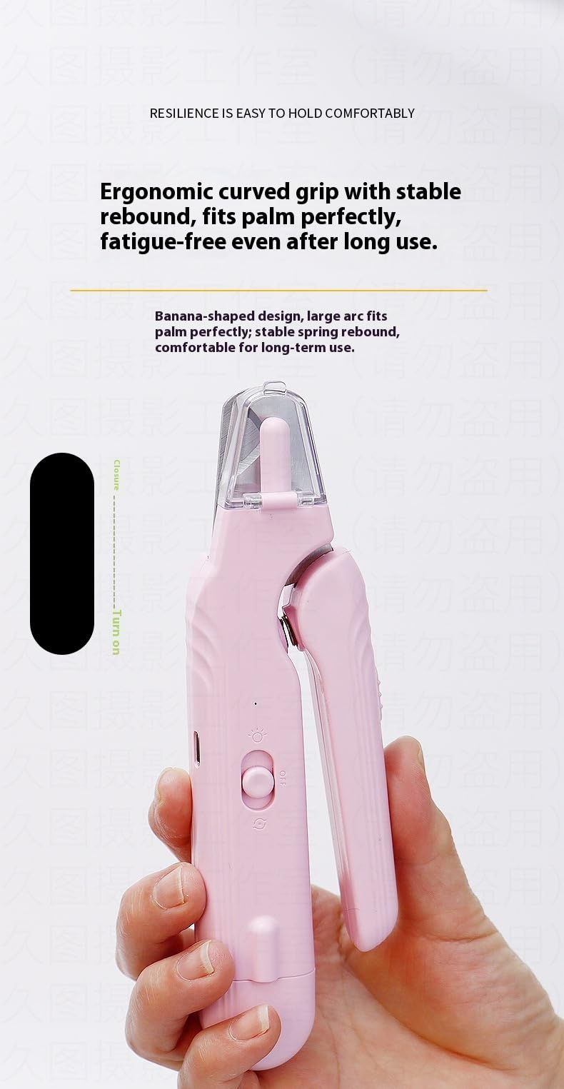 USB Pet Nail Clipper with LED Light – 2-in-1 Electric Grinder & Scissors, Rechargeable Trimmer for Dogs & Cats, 60°Angle Blade, Low-Noise Motor, Blood-Line Illuminator, 94 g Lightweight - PawsPlanet Australia