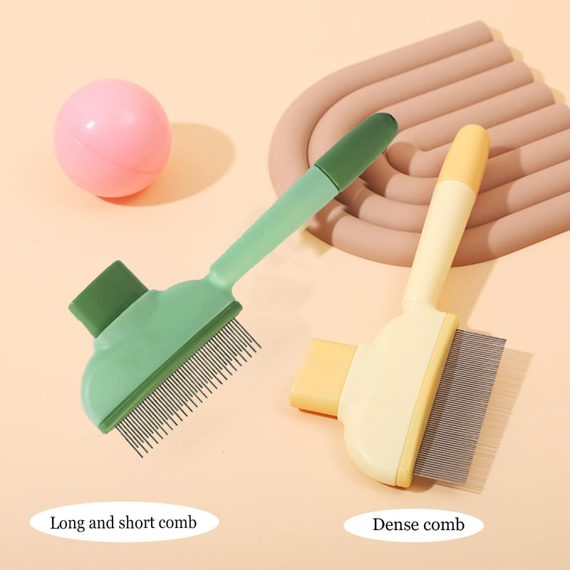 Flea Comb for Cats Dogs Brush for Shedding Pet Hair Removal Comb with Long & Short Stainless Steel Teeth for Deshedding - PawsPlanet Australia