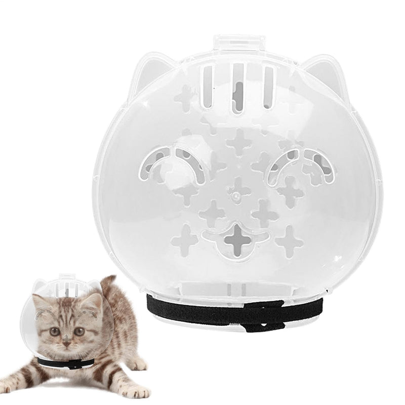Transparent cat muzzle, adjustable bite protection, kitten astronaut helmet, chew guard | Small animal shaving system, safety device for grooming, for prevention, grooming aid