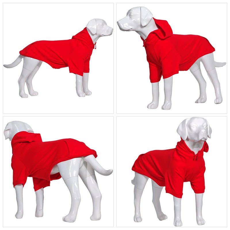 Lovelonglong Blank Basic Hoodie Sweatshirt for Dogs 100% Cotton Fits Small Medium Dachshund Large Dog Red 4XL 4XL (-80lbs) - PawsPlanet Australia