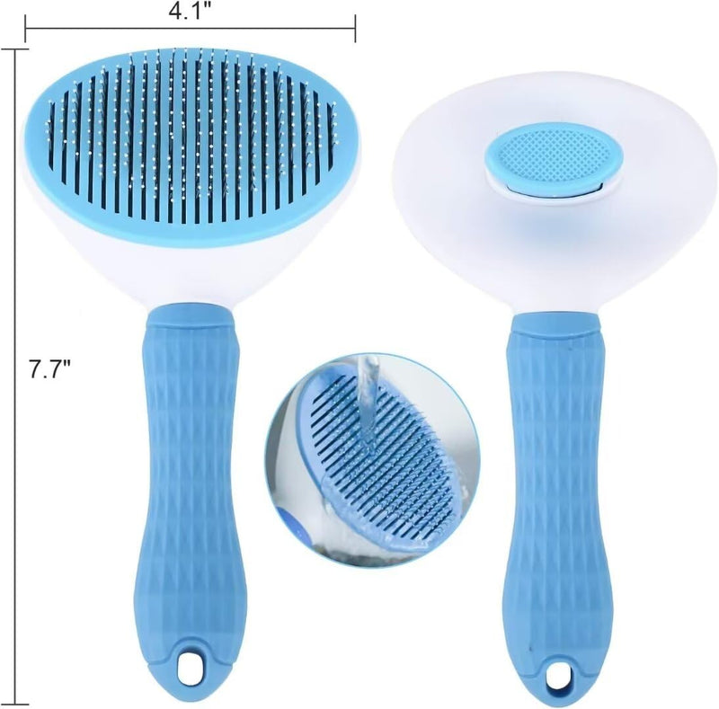 Pet Dog Hair Brush for Shedding Indoor Kitten Comb Grooming And Care Slicker Brush Stainless Steel,Cat Hair Brush for Long Hair Removal,Self Cleaning Rabbit Puppy Dogs Grooming Massaging Tool (Blue) blue - PawsPlanet Australia