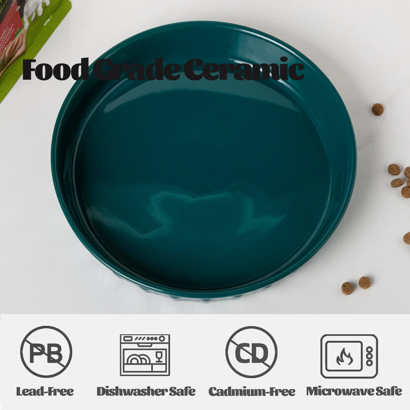 FE Ceramic Pet Dog Bowls - 10.5" Extra Large and Weighted Pet Food and Water Feeder for Small, Medium and Large Breeds, Non-Slip, Dishwasher Safe Turquoise - PawsPlanet Australia